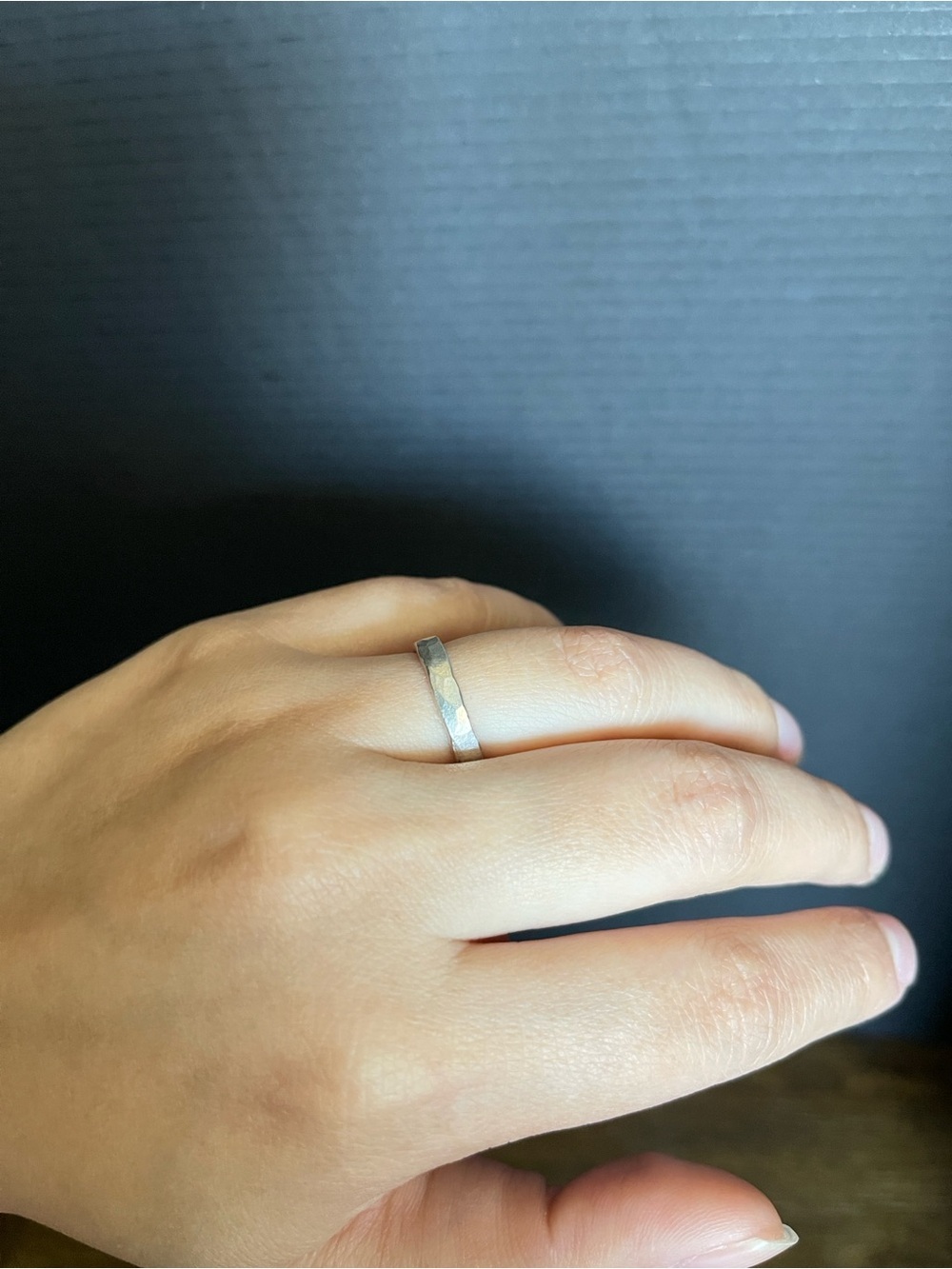 Sterling silver hammered thick size 5 ring band